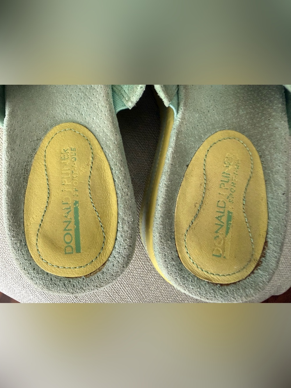 Donald J. Pliner Misty Green & Yellow Thong Wedge Sandals with Decorative Buckle - Picture 4 of 14